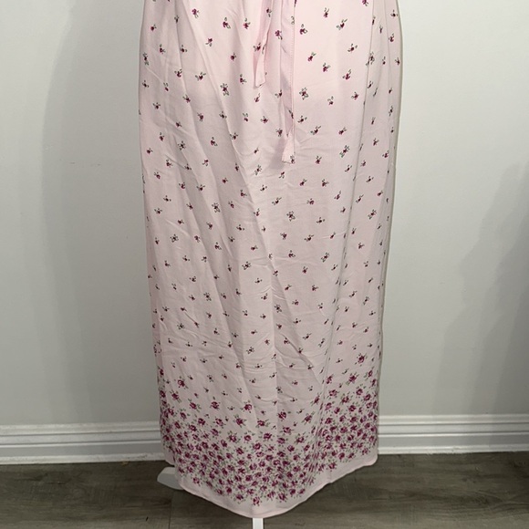 Hanna Andersson Maxi Dress Womens Large Floral Pink Short Sleeve Rayon USA Vtg - Picture 7 of 10